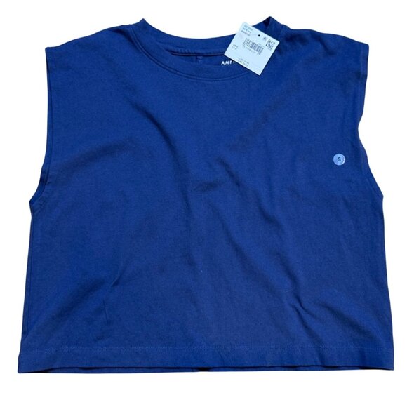 American Eagle Womens Navy Sleeveless Boxy Crop‎ Top S NWT - Picture 1 of 6